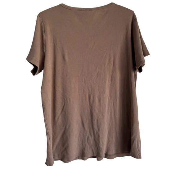 Katie Quinn Organic Cotton Ribbed Henley Tee Tan 3/4 Button NWOT Women’s Size XL - Picture 2 of 10